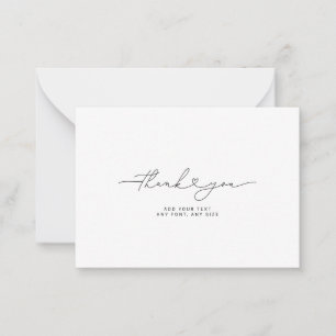 Thank You Script Heart Elegant 3,5"X2.5" Card