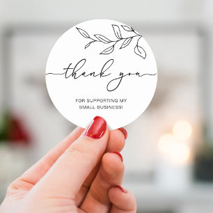 Thank You Script Leaves Small Business Classic Round Sticker