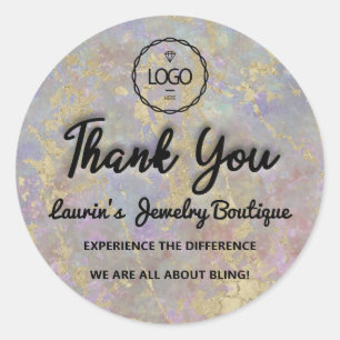 Thank You Script Name Custom Logo Smoky Pastel Classic Round Sticker