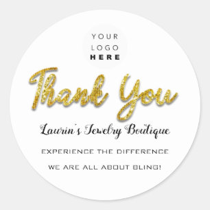 Thank You Script Name Shop Web Logo Boutique  Classic Round Sticker
