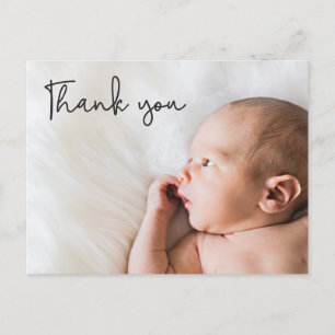 Thank you Script Personalised Photo Baby shower Announcement Postcard
