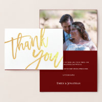 Thank You Script Photo Wedding Burgundy Gold