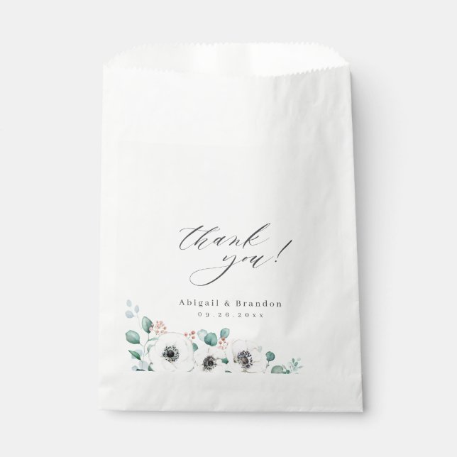 "Thank you" script rustic anemone floral wedding  Favour Bags (Front)
