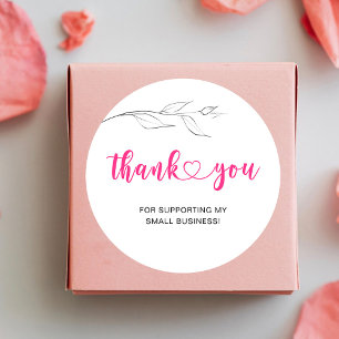 Thank You Script Small Business Classic Round Sticker