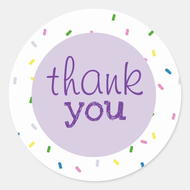 Thank You Script Sprinkles Pattern Classic Round Sticker (Front)