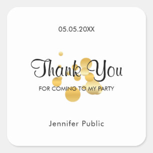 Thank You Script Template Faux Gold Confetti Square Sticker