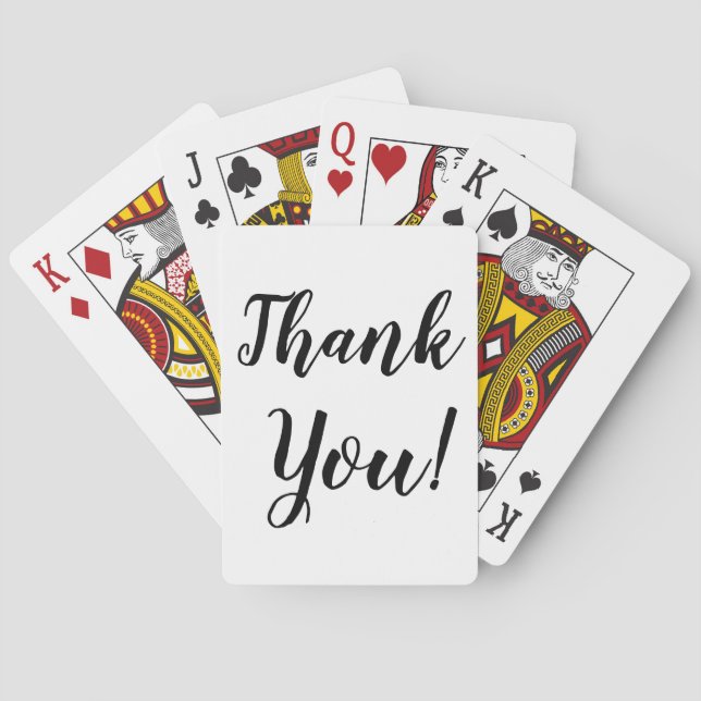 Thank You Script Typography  Black And White Playing Cards (Back)