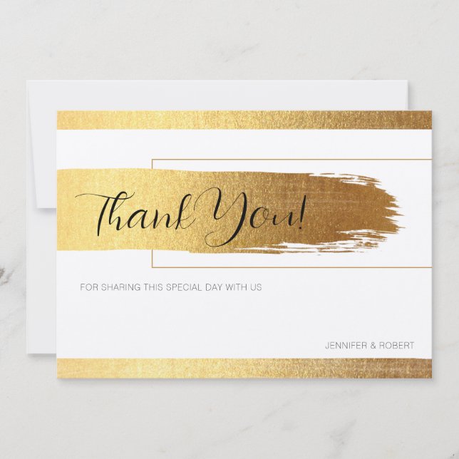 Thank you script typography gold border card (Front)