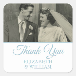 Thank You Script Wedding Anniversary Photo Square Sticker