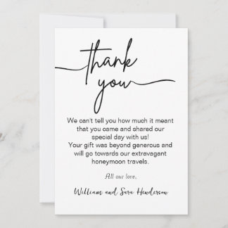 Thank You Script Wedding Full Photo Thank You Card