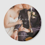 Thank You Script Wedding Photo Magnet<br><div class="desc">Thank you wedding keepsake magnets for your family and friends who attended your wedding celebration. Customise with your photo and names. These can be used as a wedding favour or mailed as a thank you after the ceremony. Contact me through the button below if you need assistance with your photo...</div>