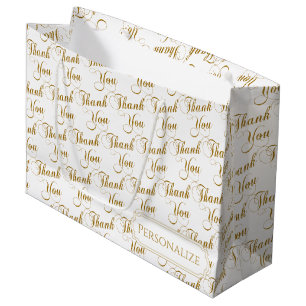 Thank You Script Word Pattern Large Gift Bag