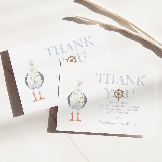 Thank You Seagull Nautical Baby Shower Card (Creator Uploaded)