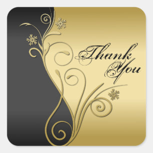 Thank You Seal - Classy Black & Gold Wedding