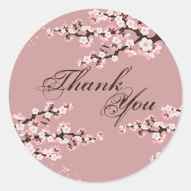 Thank You Seal - Dusty Rose Cherry Blossom Wedding (Front)