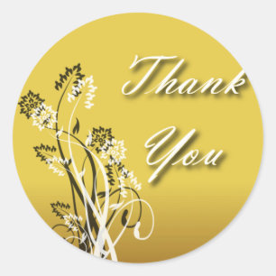 Thank You Seal - Gold, Black and White Floral