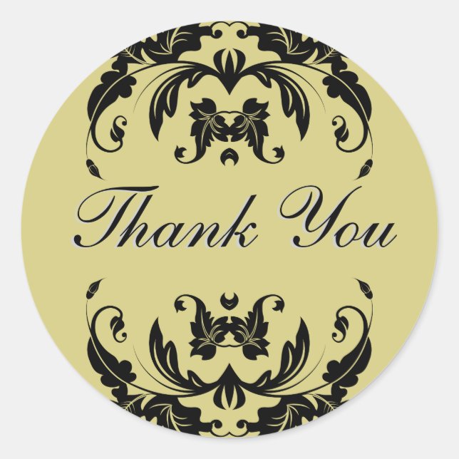 Thank You Seal - Gold Damask Wedding (Front)
