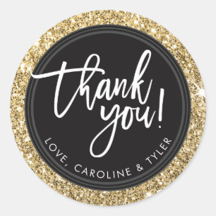 THANK YOU SEAL modern hand lettered gold glitter