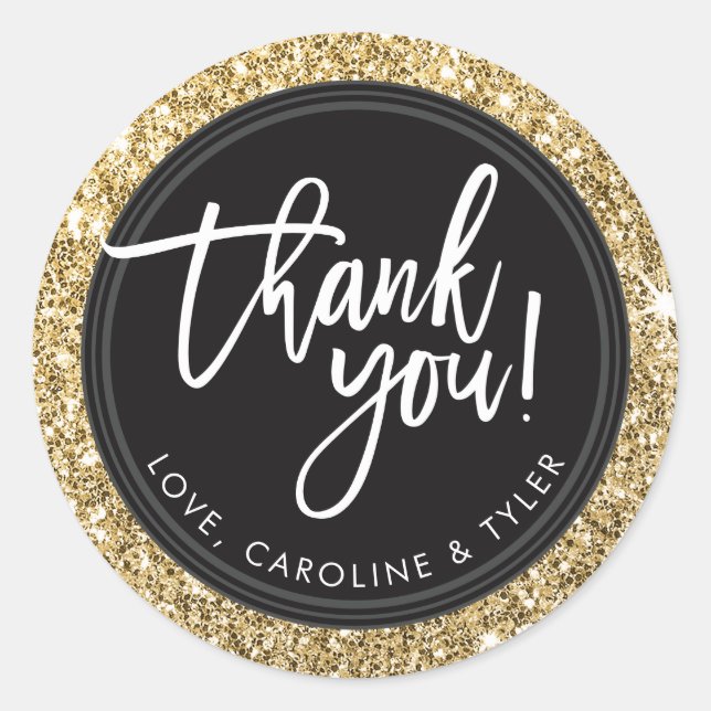 THANK YOU SEAL modern hand lettered gold glitter (Front)