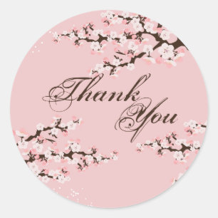 Thank You Seal - Pink Cherry Blossom Wedding