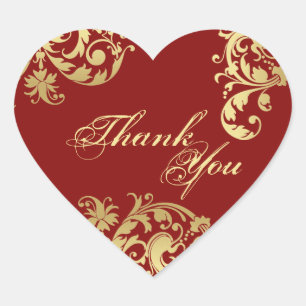 Thank You Seal - Red & Gold Floral Wedding