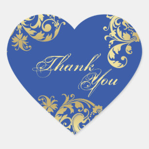 Thank You Seal - Royal Blue & Gold Floral Wedding