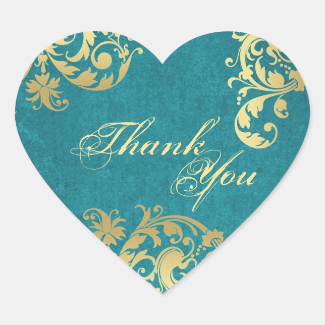 Thank You Seal - Teal & Gold Floral Wedding (Front)