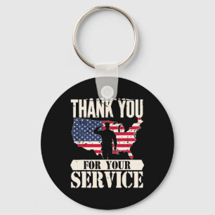 Thank You Service Veteran America Patriot Military Key Ring