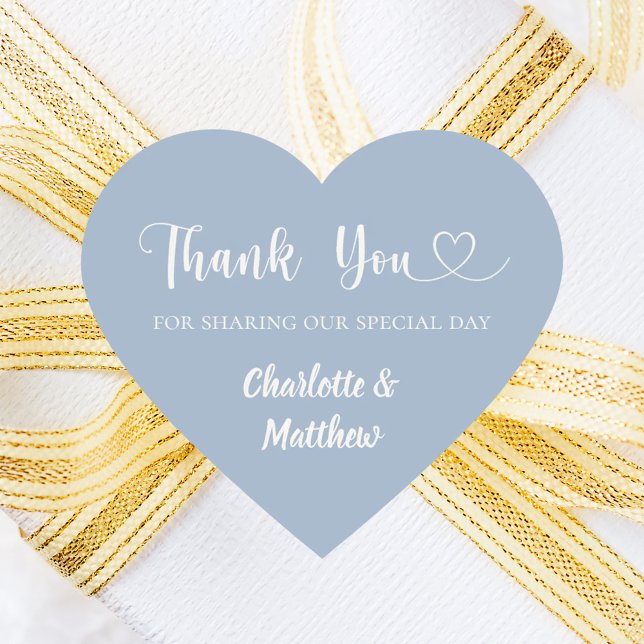 Thank you sharing our day dusty blue wedding heart sticker (Creator Uploaded)