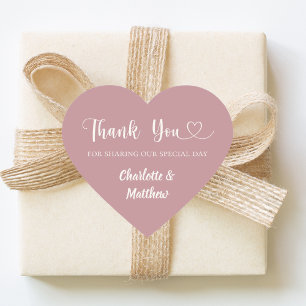 Thank you sharing our day dusty rose wedding heart sticker