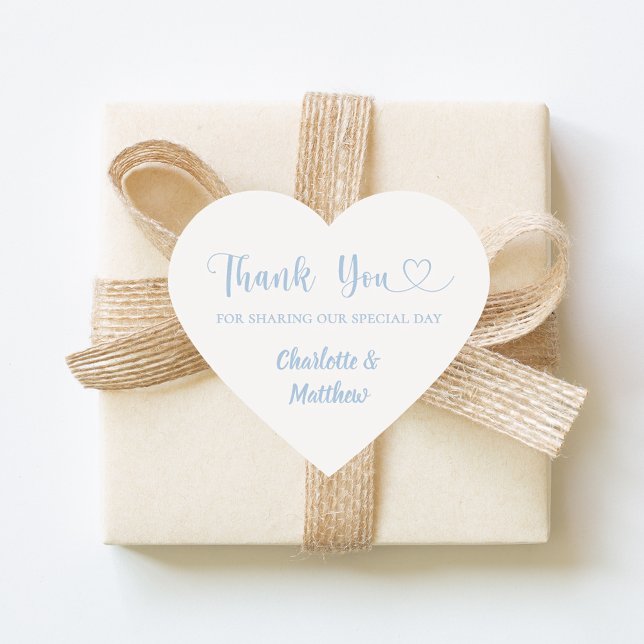 Thank you sharing our day ivory dusty blue wedding heart sticker (Creator Uploaded)