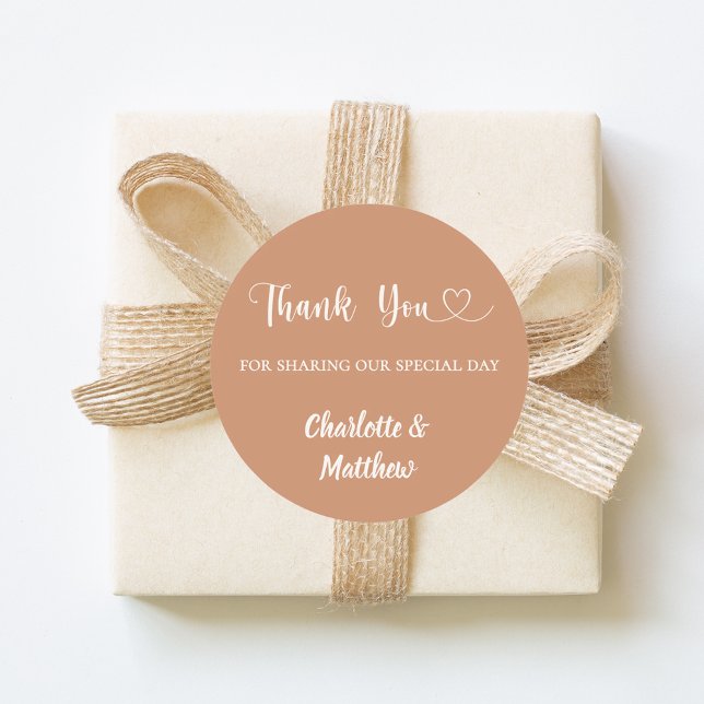 Thank you sharing our day terracotta cream wedding classic round sticker (Creator Uploaded)