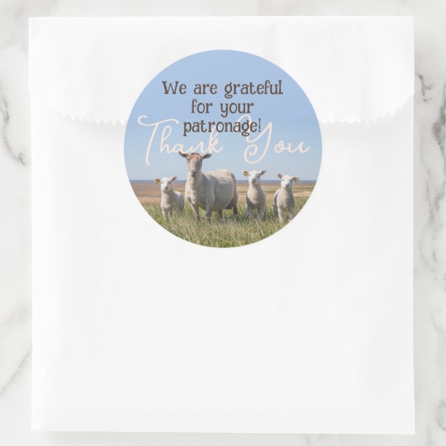 Thank You Sheep Yarn Fibre Business Sticker (Bag)