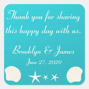 Thank You Shells On Beach Wedding Stickers