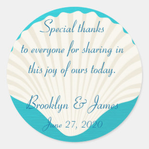 Thank You Shells On Beach Wedding Stickers
