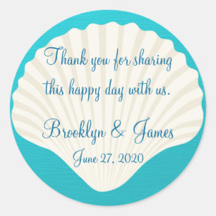 Thank You Shells On Beach Wedding Stickers