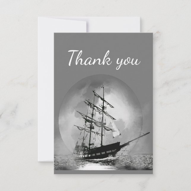 Thank You Ship Sailboat into Moonlight Night (Front)