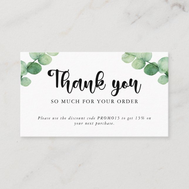 Thank you shop Discount Card  Boutique Eucalyptus (Front)