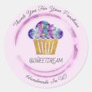 Thank You Shop Mermaid Muffin Logo Berry Pink Classic Round Sticker