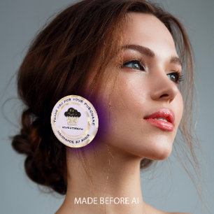 Thank You Shopping Chocolate Muffin Purple Smile Classic Round Sticker