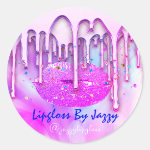 Thank You Shopping Lipgloss By Lips Drips Makeup Classic Round Sticker