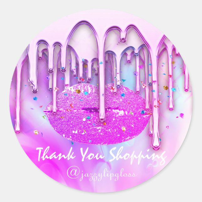 Thank You Shopping Lipgloss Makeup Body Makeup Classic Round Sticker (Front)