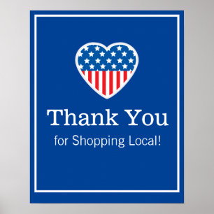 Thank You Shopping Local Patriotic  Poster
