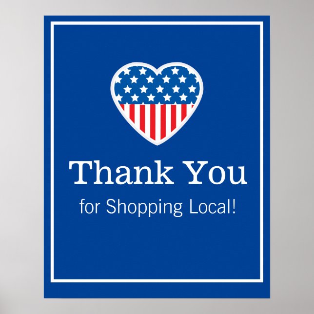 Thank You Shopping Local Patriotic  Poster (Front)