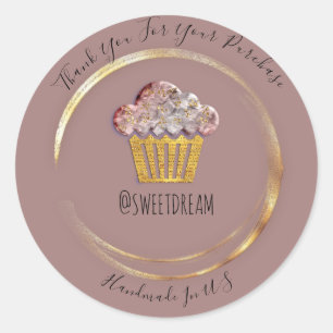 Thank You Shopping Logo Gold Sweet Muffin Candy Classic Round Sticker