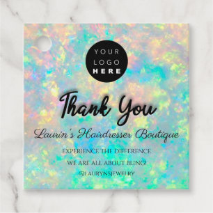 Thank You Shopping Name Logo QRCode Holograph Opal Favour Tags