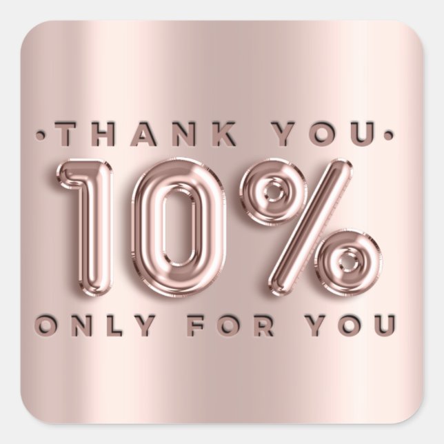 Thank You Shopping Rose Drips 10%Off Modern Square Sticker (Front)