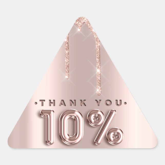 Thank You Shopping Rose Drips 10%Off Triangle Sticker (Front)