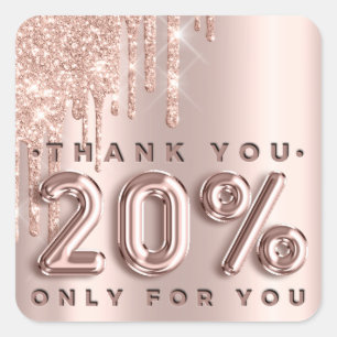 Thank You Shopping Rose Drips 20%off Drips Square Sticker