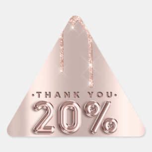 Thank You Shopping Rose Drips 20%Off Triangle Triangle Sticker